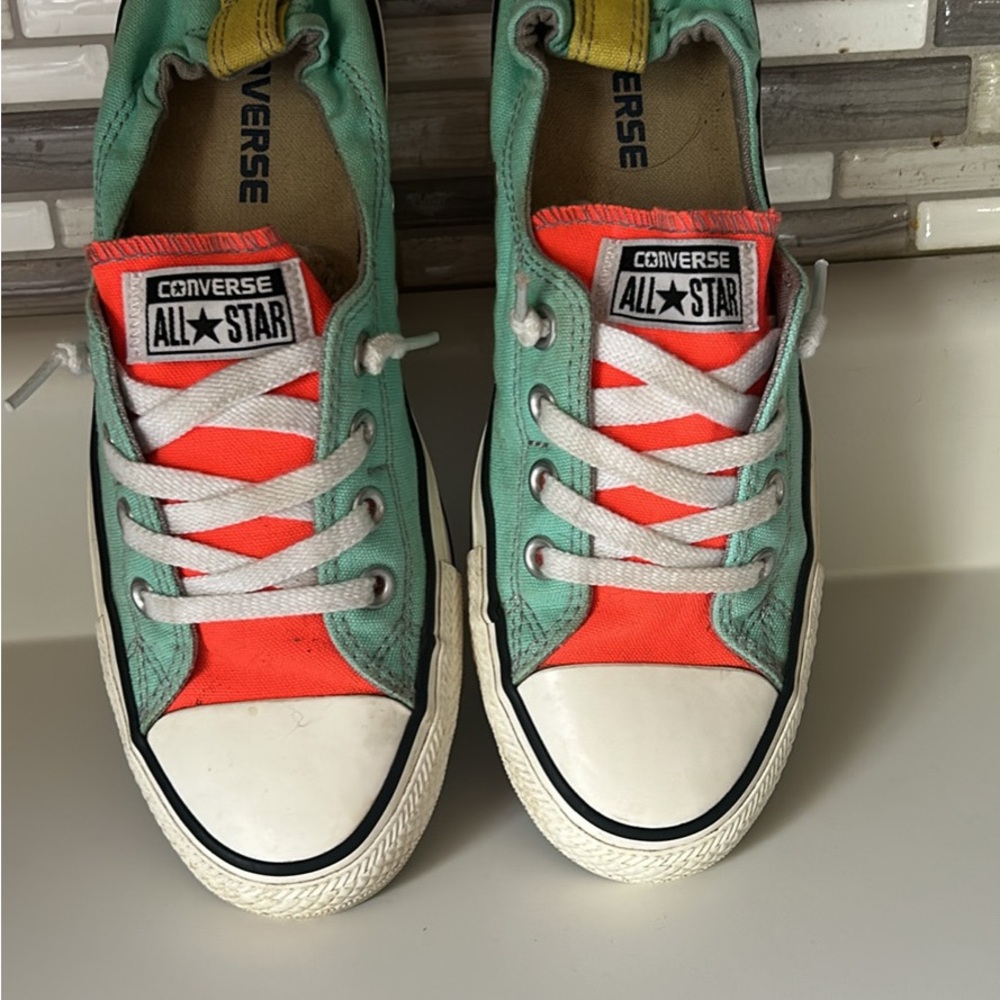 Converse Green and Orange Sneakers with Classic Design